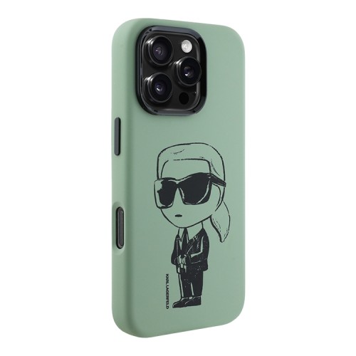 Karl Lagerfeld для iPhone 16 Pro Max чехол Liquid Silicone NFT Graffiti Karl Ikonik Hard Khaki (MagSafe)