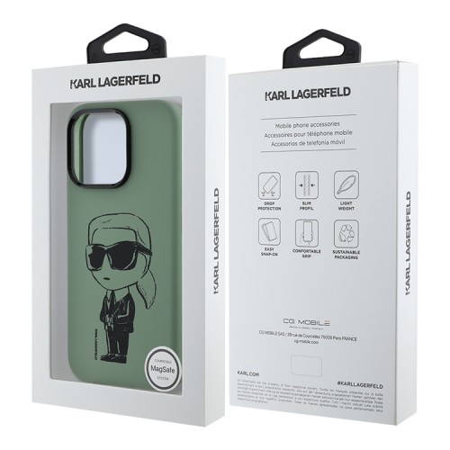 Karl Lagerfeld для iPhone 16 Pro Max чехол Liquid Silicone NFT Graffiti Karl Ikonik Hard Khaki (MagSafe)