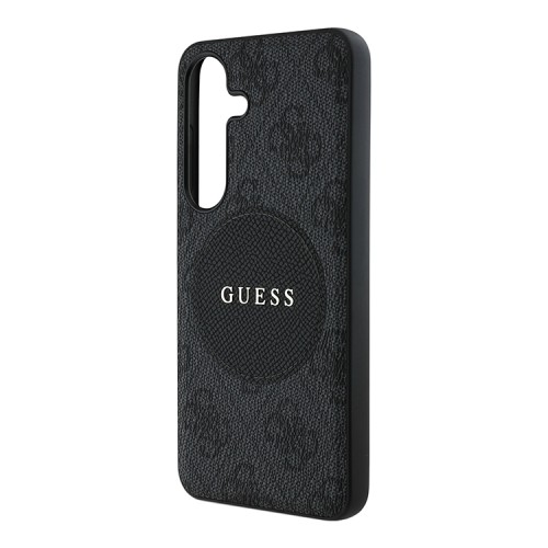 Guess для Galaxy S25+ чехол PU 4G with Round Patch Metal logo Hard Black (MagSafe)