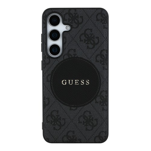 Guess для Galaxy S25+ чехол PU 4G with Round Patch Metal logo Hard Black (MagSafe)