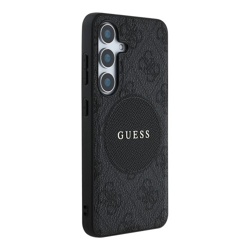 Guess для Galaxy S25+ чехол PU 4G with Round Patch Metal logo Hard Black (MagSafe)