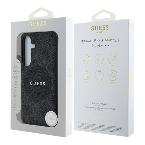 Guess для Galaxy S25+ чехол PU 4G with Round Patch Metal logo Hard Black (MagSafe)