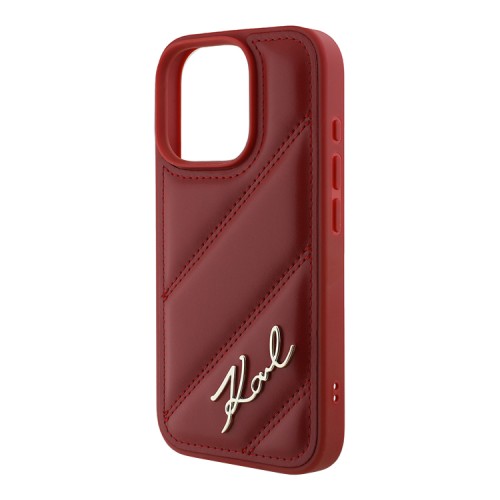 Karl Lagerfeld для iPhone 16 Pro Max чехол PU Quilted Signature metal logo Hard Red