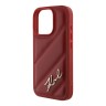 Karl Lagerfeld для iPhone 16 Pro Max чехол PU Quilted Signature metal logo Hard Red