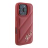 Karl Lagerfeld для iPhone 16 Pro Max чехол PU Quilted Signature metal logo Hard Red