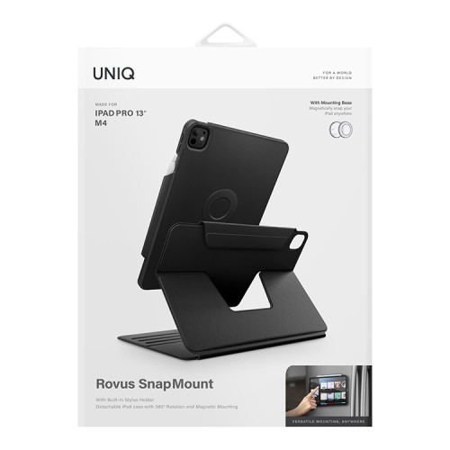Uniq чехол для iPad Pro 13 (2024) ROVUS SnapMount Magnetic 360 Rotating Detachable Black