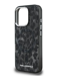 Karl Lagerfeld для iPhone 15 Pro Max чехол PC/TPU Leopard Metal camera Hard Black (MagSafe)