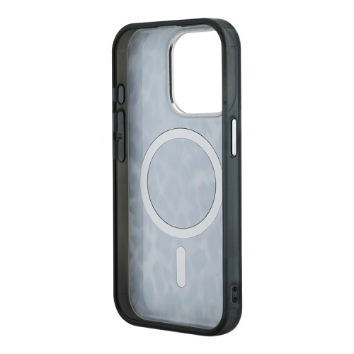 Karl Lagerfeld для iPhone 15 Pro Max чехол PC/TPU Leopard Metal camera Hard Black (MagSafe)