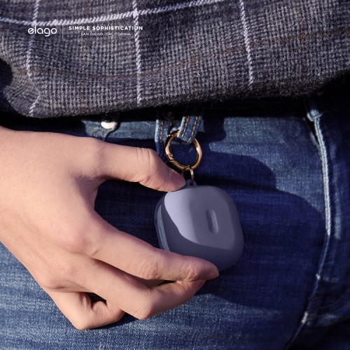 Силиконовый чехол Elago Silicone Hang case для Galaxy Buds 2/Live/Pro, Lavender Grey