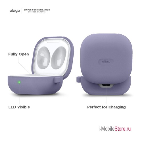 Силиконовый чехол Elago Silicone Hang case для Galaxy Buds 2/Live/Pro, Lavender Grey