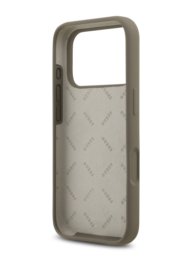 Guess для iPhone 17 Pro Max чехол Liquid silicone 4G Big and Script metal logo Hard Brown