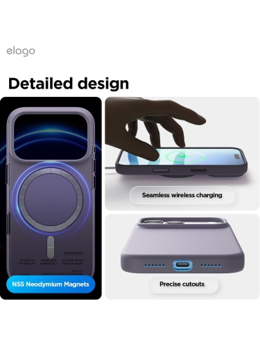 Elago для iPhone 17 Pro чехол Magnetic Silicone Deep Lavender (MagSafe)