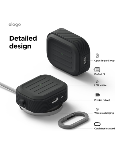 Elago для AirPods Pro 3 чехол Armor Silicone Hang case Black