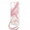 Guess Marble Hard +Nylon hand cord для 12 Pro Max, розовый GUHCP12LKSMAPI
