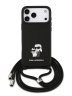 Karl Lagerfeld для iPhone 17 Pro Max чехол Crossbody PU Saffiano NFT Karl&Choupette Metal Hard + Cord Black