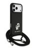 Karl Lagerfeld для iPhone 17 Pro Max чехол Crossbody PU Saffiano NFT Karl&Choupette Metal Hard + Cord Black
