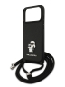 Karl Lagerfeld для iPhone 17 Pro Max чехол Crossbody PU Saffiano NFT Karl&Choupette Metal Hard + Cord Black
