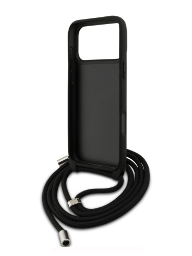 Karl Lagerfeld для iPhone 17 Pro Max чехол Crossbody PU Saffiano NFT Karl&Choupette Metal Hard + Cord Black