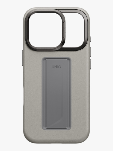 Uniq для iPhone 17 Pro чехол Heldro PRO Leatherette + FlexGrip & Camera stand Clay (MagSafe)