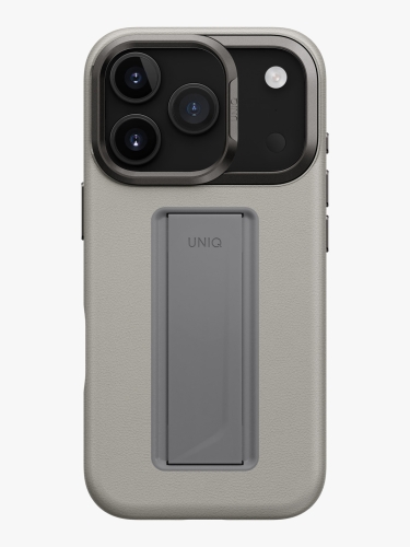 Uniq для iPhone 17 Pro чехол Heldro PRO Leatherette + FlexGrip & Camera stand Clay (MagSafe)