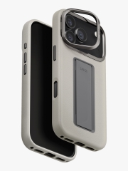 Uniq для iPhone 17 Pro чехол Heldro PRO Leatherette + FlexGrip &amp; Camera stand Clay (MagSafe)