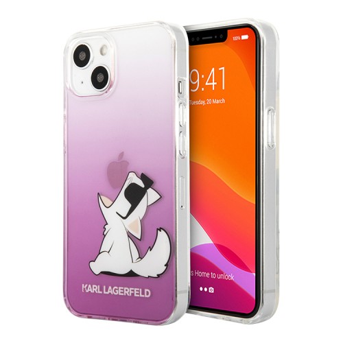 Чехол Karl Lagerfeld Choupette Fun Hard Gradient для iPhone 13, розовый