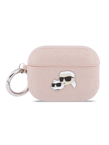 Karl Lagerfeld для Airpods Pro 3 чехол PU Saffiano Monogram with ring NFT Metal Head Karl & Choup Pink