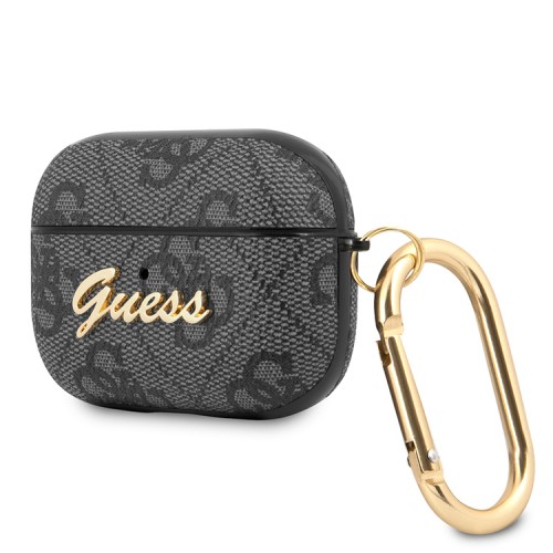 Чехол Guess PU leather 4G metal logo с карабином для Airpods Pro, серый