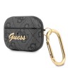 Чехол Guess PU leather 4G metal logo с карабином для Airpods Pro, серый