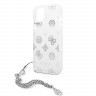 Чехол Guess Peony Hard Transparent +Silver hand chain для iPhone 13, серебристый