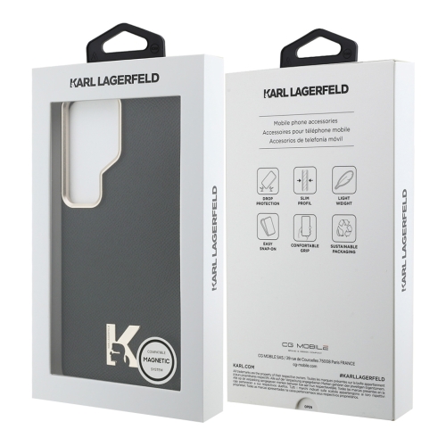 Karl Lagerfeld для Galaxy S26 Ultra чехол PU Full Wrapped K HEAD Metal logo & Cam Hard Black (MagSafe)