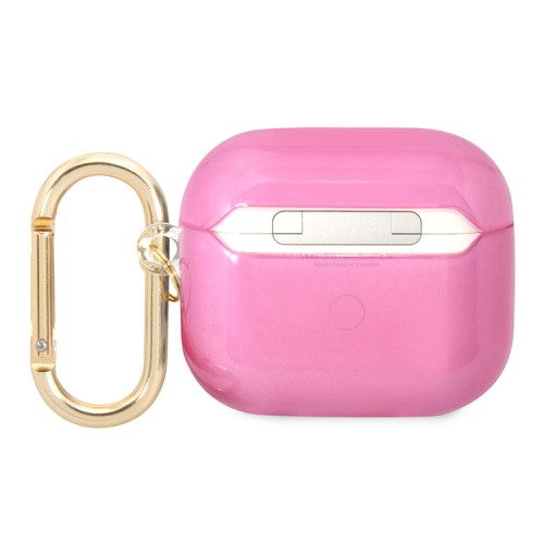 Чехол Guess Translucent Palm Tree с карабином для Airpods 3 (2021), розовый