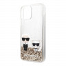 Чехол Lagerfeld Liquid glitter Karl & Choupette Hard для iPhone 11, золотой