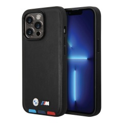 Чехол BMW PU Hot stamp tricolor Hard для iPhone 14 Pro, черный