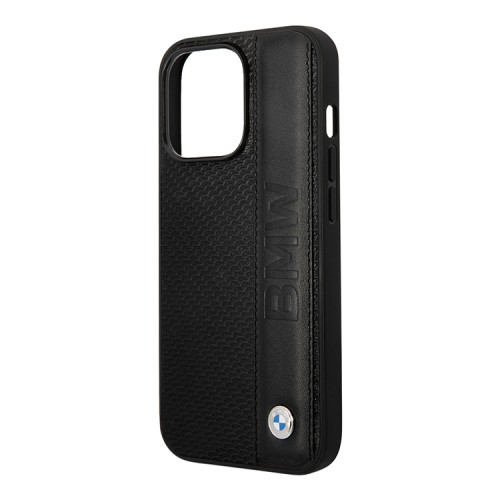 Кожаный чехол BMW Signature Leather Textured with Logo imprint Hard для iPhone 14 Pro, черный