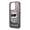 Чехол Lagerfeld Liquid glitter NFT Choupette head Hard для iPhone 14 Pro Max, черный