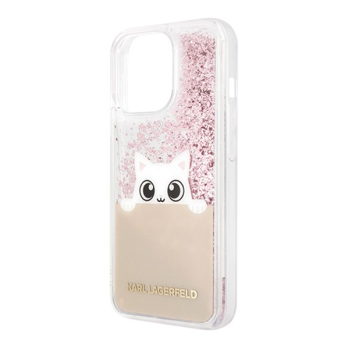 Чехол Lagerfeld Liquid Glitter Peek a Boo Hard для iPhone 13 Pro, розовый