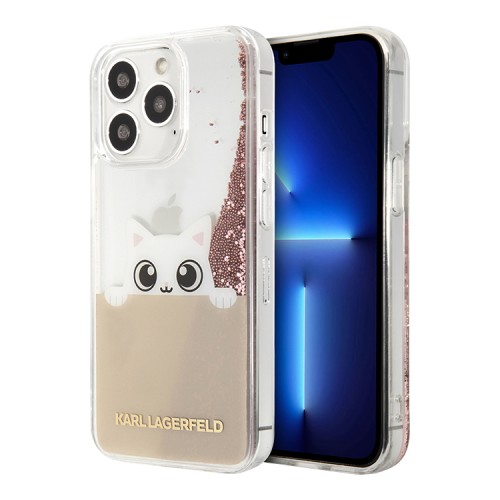 Чехол Lagerfeld Liquid Glitter Peek a Boo Hard для iPhone 13 Pro, розовый