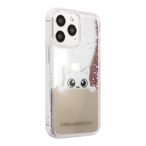 Чехол Lagerfeld Liquid Glitter Peek a Boo Hard для iPhone 13 Pro, розовый