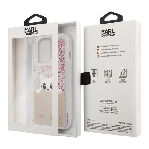 Чехол Lagerfeld Liquid Glitter Peek a Boo Hard для iPhone 13 Pro, розовый
