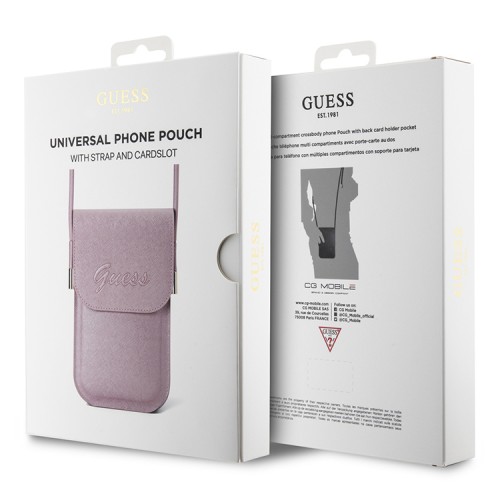 Guess для смартфонов сумка Wallet Phone Bag Saffiano Script logo with Cord Pink