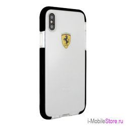 Противоударный чехол Ferrari On Track Shockproof для iPhone X/XS, прозрачный/черная рамка