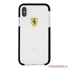 Противоударный чехол Ferrari On Track Shockproof для iPhone X/XS, прозрачный/черная рамка