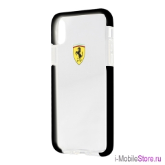 Противоударный чехол Ferrari On Track Shockproof для iPhone X/XS, прозрачный/черная рамка