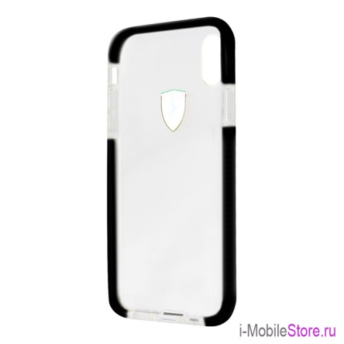 Противоударный чехол Ferrari On Track Shockproof для iPhone X/XS, прозрачный/черная рамка