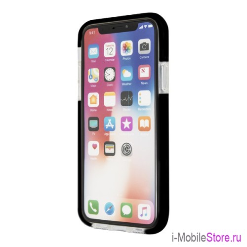 Противоударный чехол Ferrari On Track Shockproof для iPhone X/XS, прозрачный/черная рамка