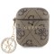 Guess для Airpods 1/2 чехол PU leather 4G with metal logo and Diamond charm Brown