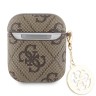 Guess для Airpods 1/2 чехол PU leather 4G with metal logo and Diamond charm Brown