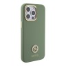 Guess для iPhone 15 Pro Max чехол Liquid silicone with 4G Diamond metal logo Hard Khaki