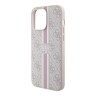 Guess для iPhone 15 Pro чехол PU 4G Stripes Hard Pink (MagSafe)